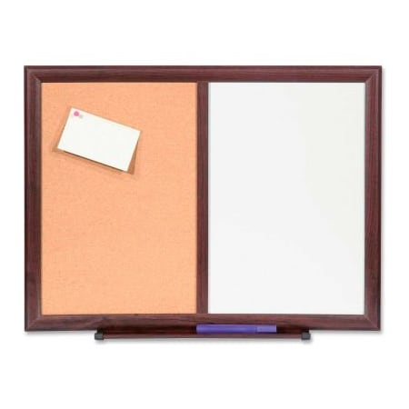Lorell Lorell Dry-Erase/Bulletin Combination Board with Mahogany Frame, 24"W x 18"H 84270
